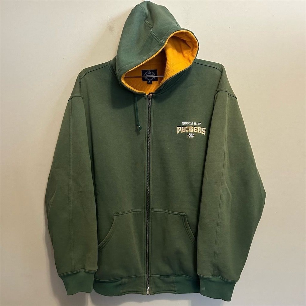 NFL Hard Wear Green Bay Packers Men's XL Full Zip Hoodie Green NFL Heavyweight